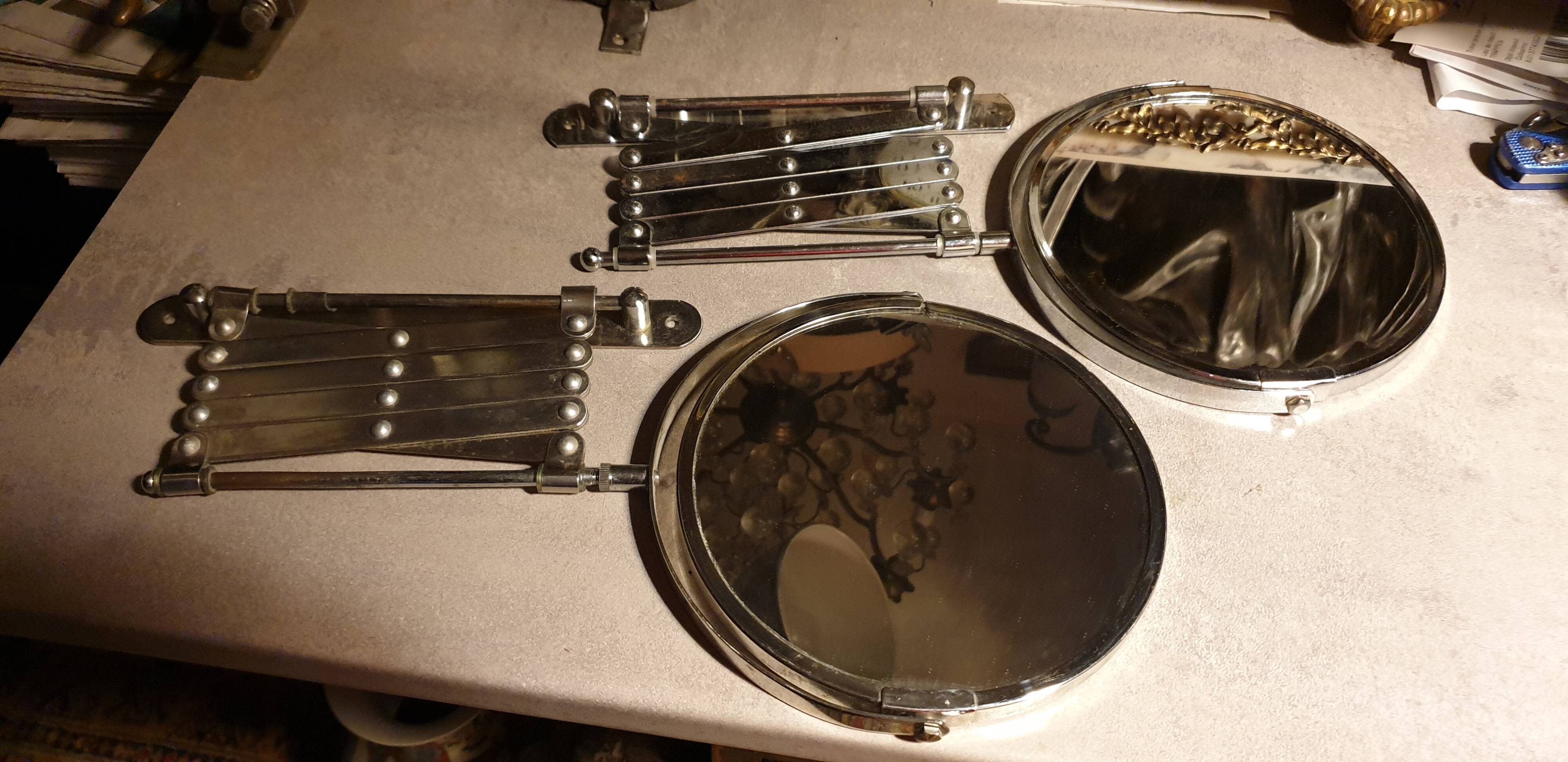 2 vintage accordion mirrors