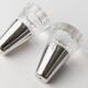 Vintage Argent Salt and Pepper Shakers with Clear Glass and Silver-Plated Caps, Conical Minimal Italian Design, 1950s