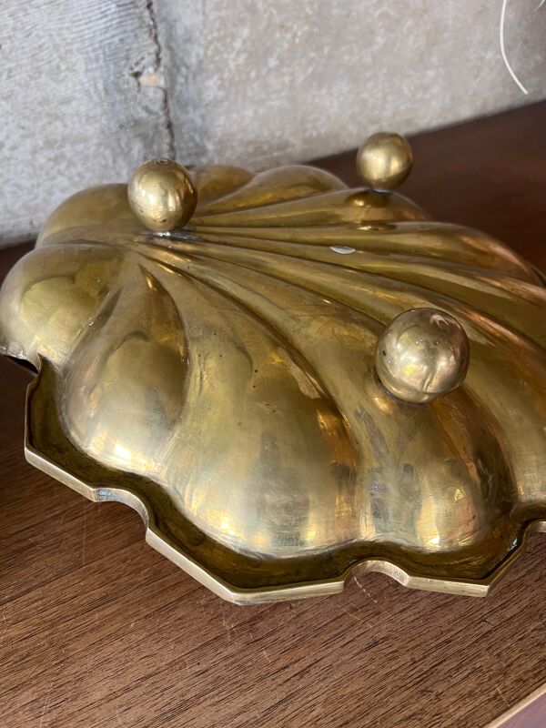 Vide poche coquille saint-jacques en laiton des années 50