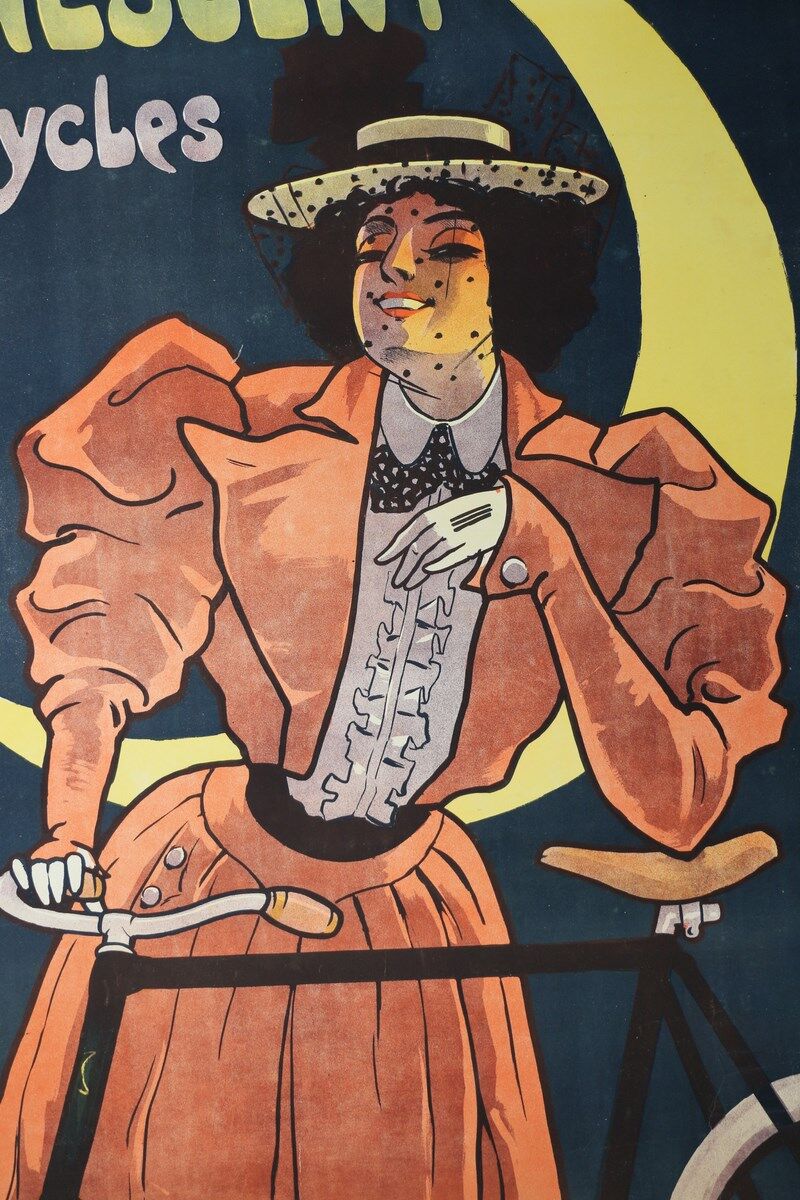 American crescent cycle bike poster signed Misti Litho Stars & Stripes lune 1898 litho