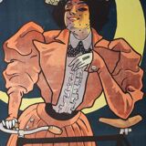 American crescent cycle bike poster signed Misti Litho Stars & Stripes lune 1898 litho