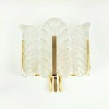 Large Scandinavian Glass & Brass Leaf Wall Light by Carl Fagerlund for Orrefors, 1960s