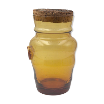 Pot ancien en verre ambré
