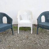 3 vintage rattan armchairs, adult size, 1960s