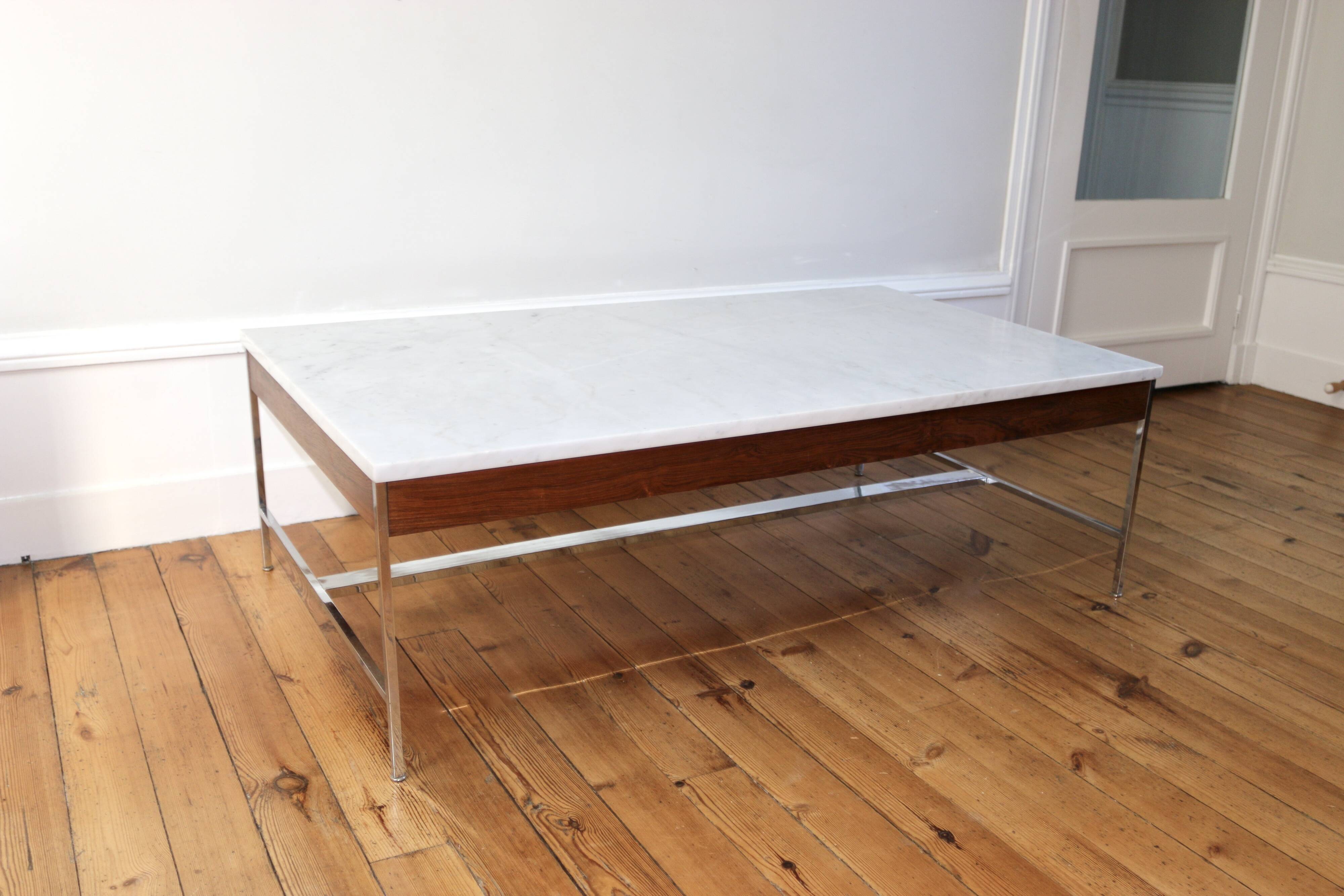 Table basse design marbre et palissandre Georges Nelson 1970