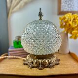 Old diamond tip table lamp - Glass and Bronze - Circa 1920