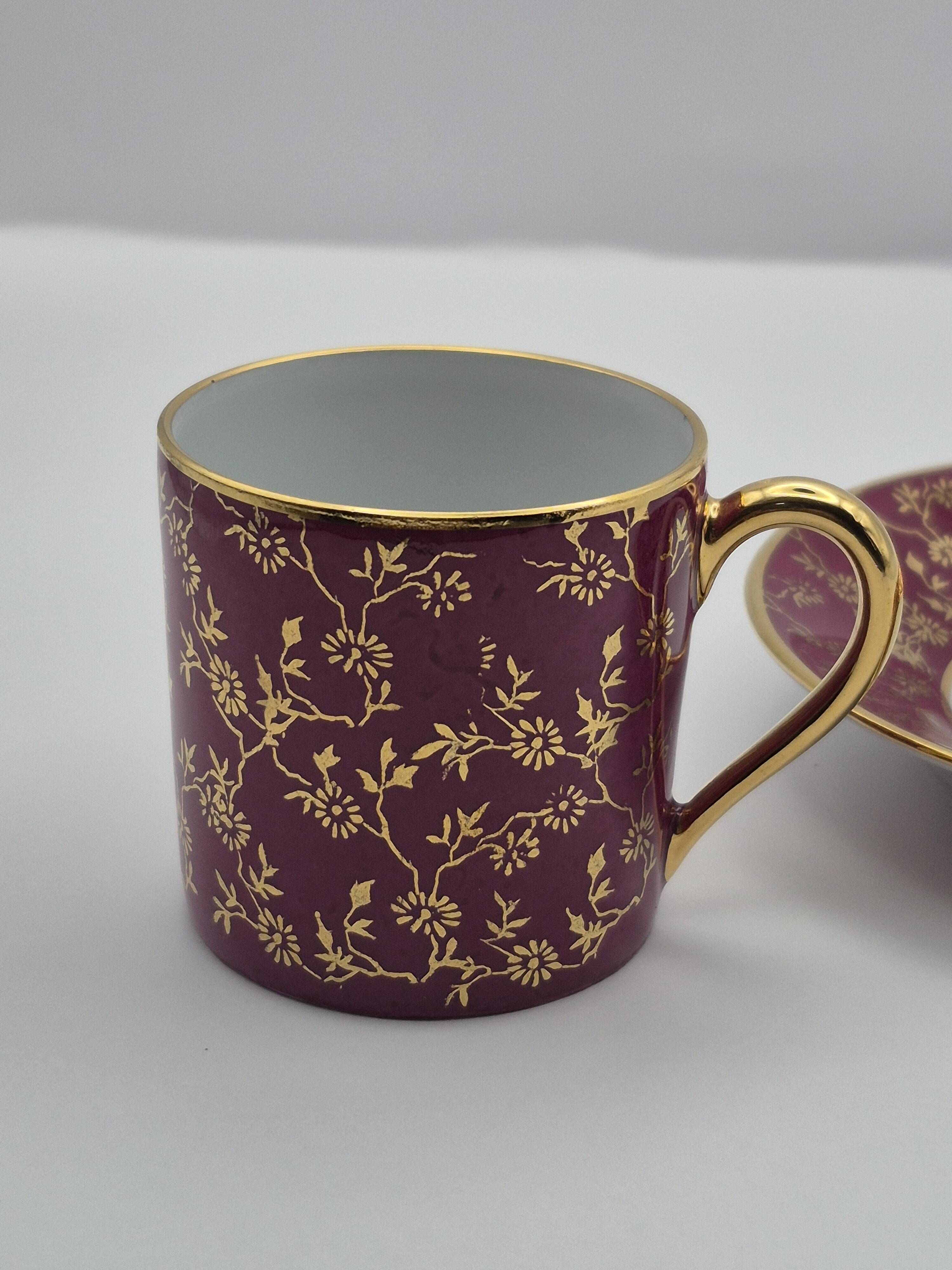 Set of 6 multicoloured moka cups in Limoges fine porcelain.