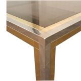 Table basse en métal chromé et laiton