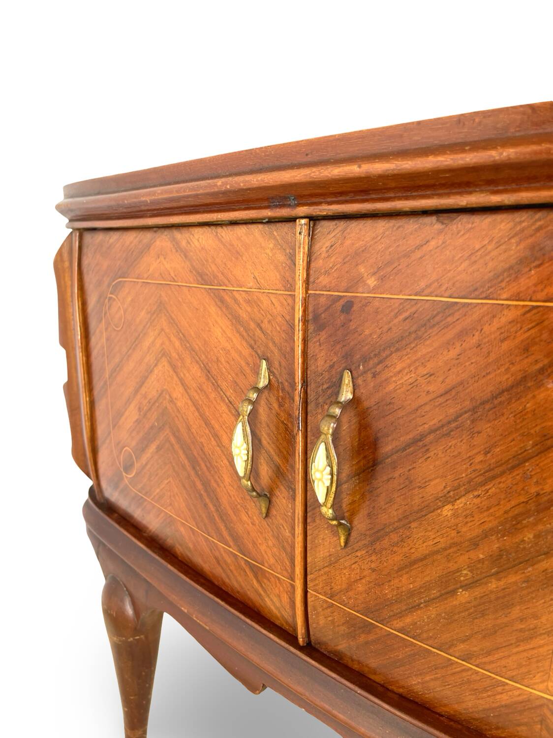 Tables de chevet plaquées en palissandre avec plateau en onyx vert