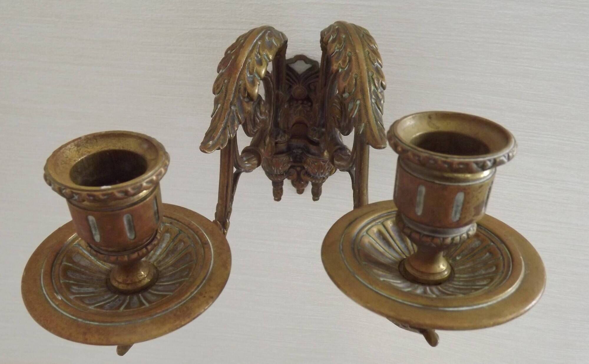 Pair of French Antique Signed GAVEAU 12 Double Piano Candle Sconces