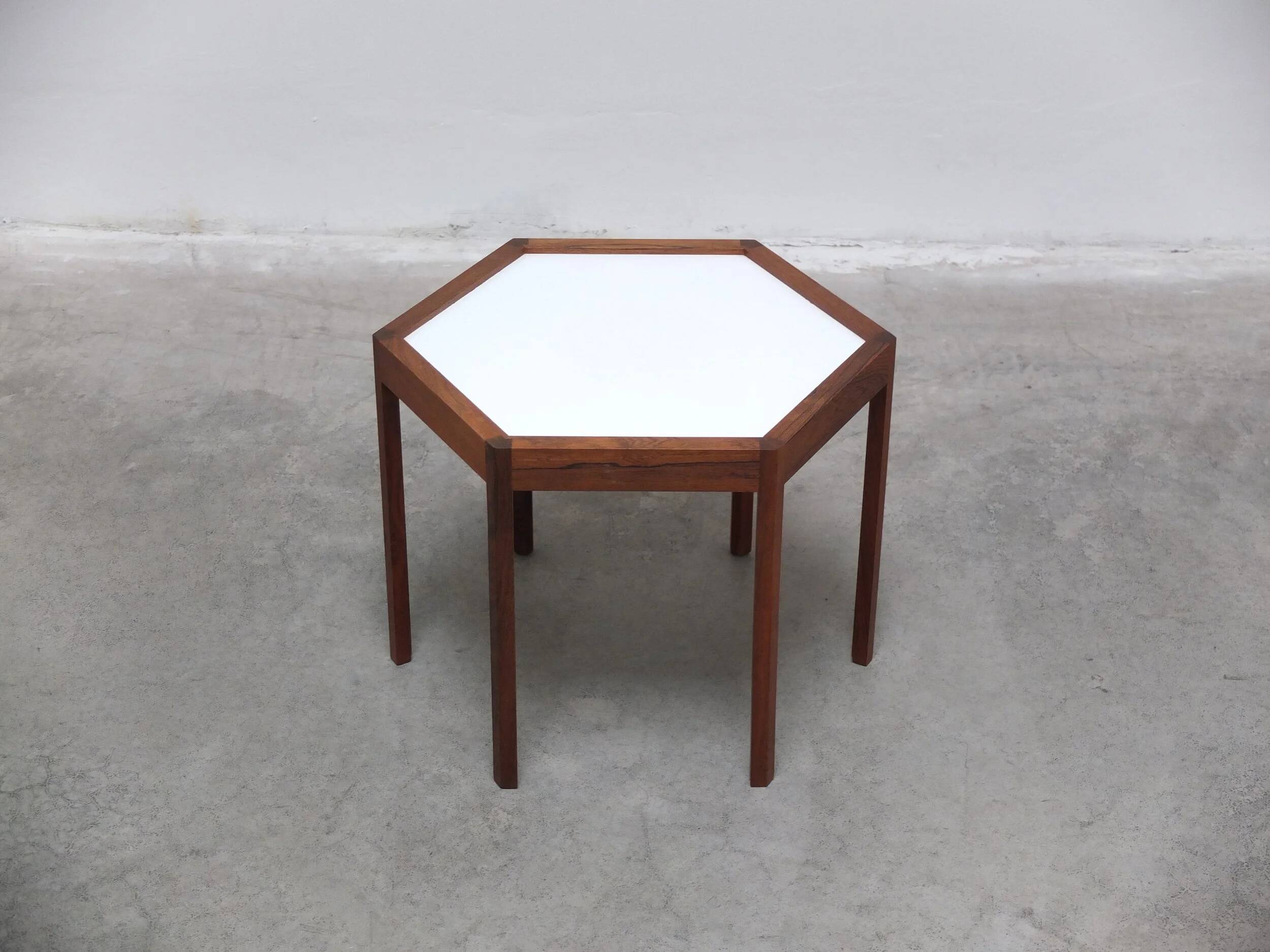 Rosewood 'Hexagon' side table by Hans Christian Andersen, 1960s