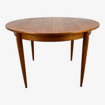 Table scandinave extensible en teck forme rond années 60