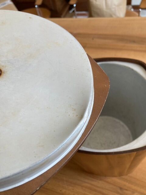 Vintage champagne bucket / teak ice cream