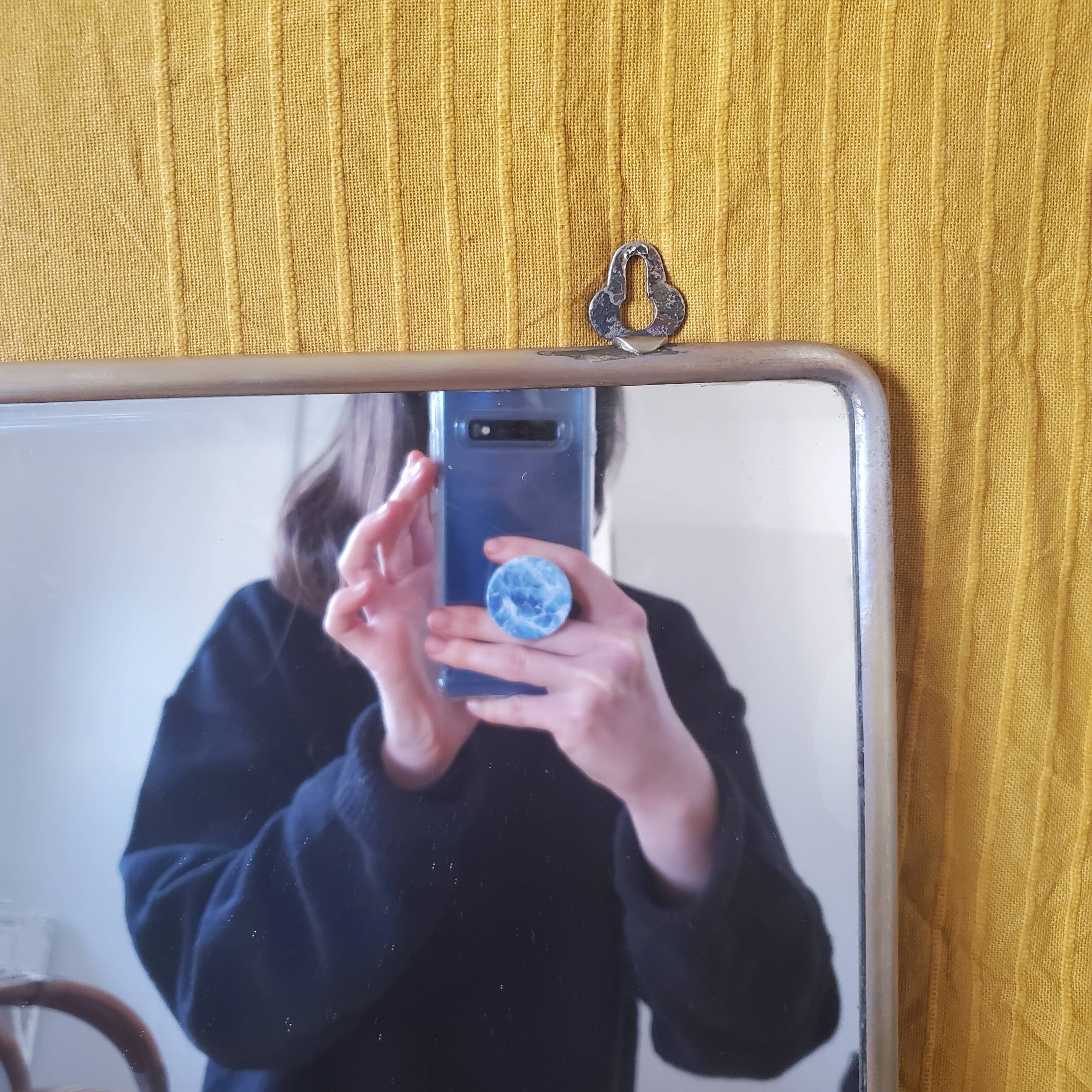 Golden patinated wardrobe mirror