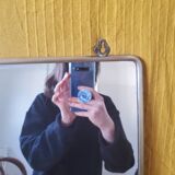 Golden patinated wardrobe mirror