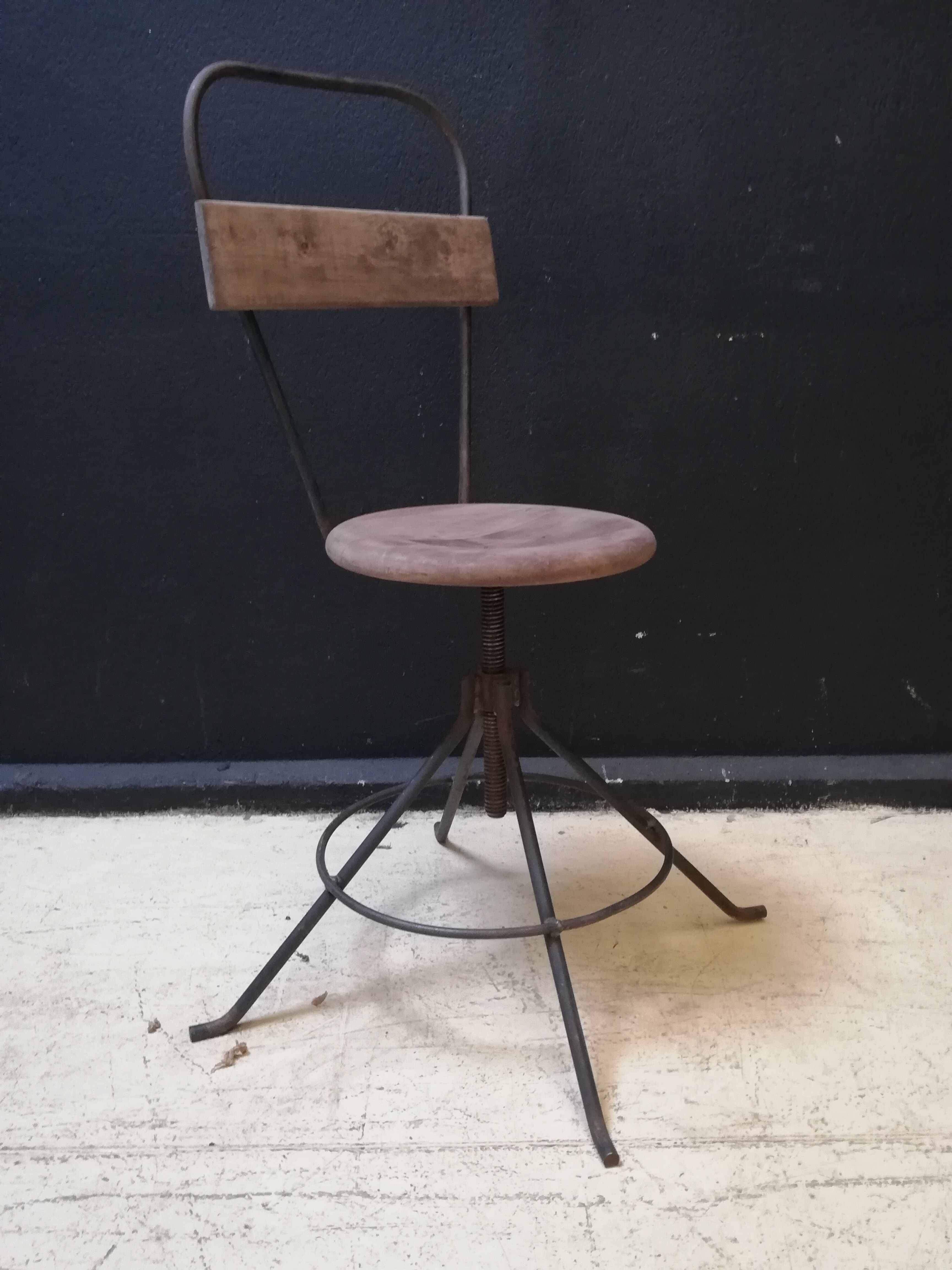 Industrial swivel chair wood and metal