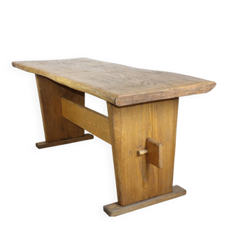 Brutalist solid wood dining table - 1950s/60s