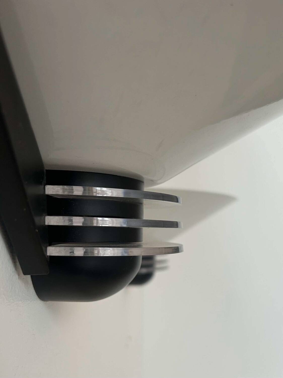 Pair of vintage wall lights, white lacquered metal, France 1980