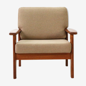 Fauteuil scandinave du milieu du siècle en teck avec de nouvelles housses