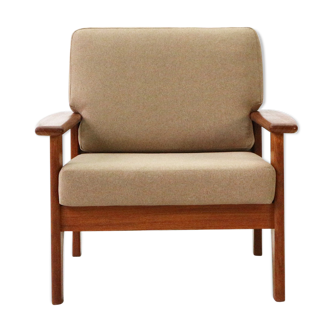 Fauteuil scandinave du milieu du siècle en teck avec de nouvelles housses