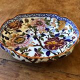 Plat creux céramique gien france décor fleurs pivoine peint main