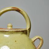 Small vintage pale yellow enamelled terracotta goat jug