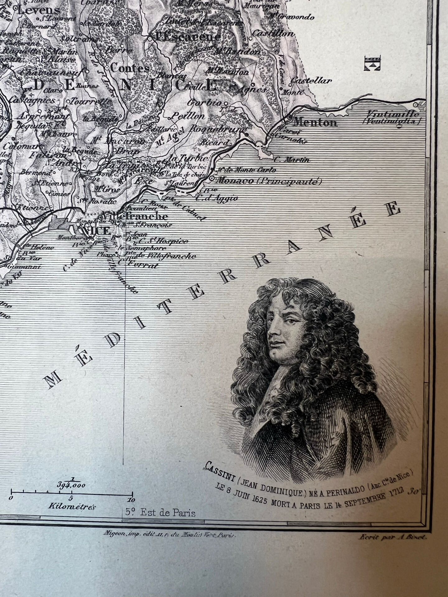 Map of the Alpes-Maritimes - Massena and Cassini, 27x31cm