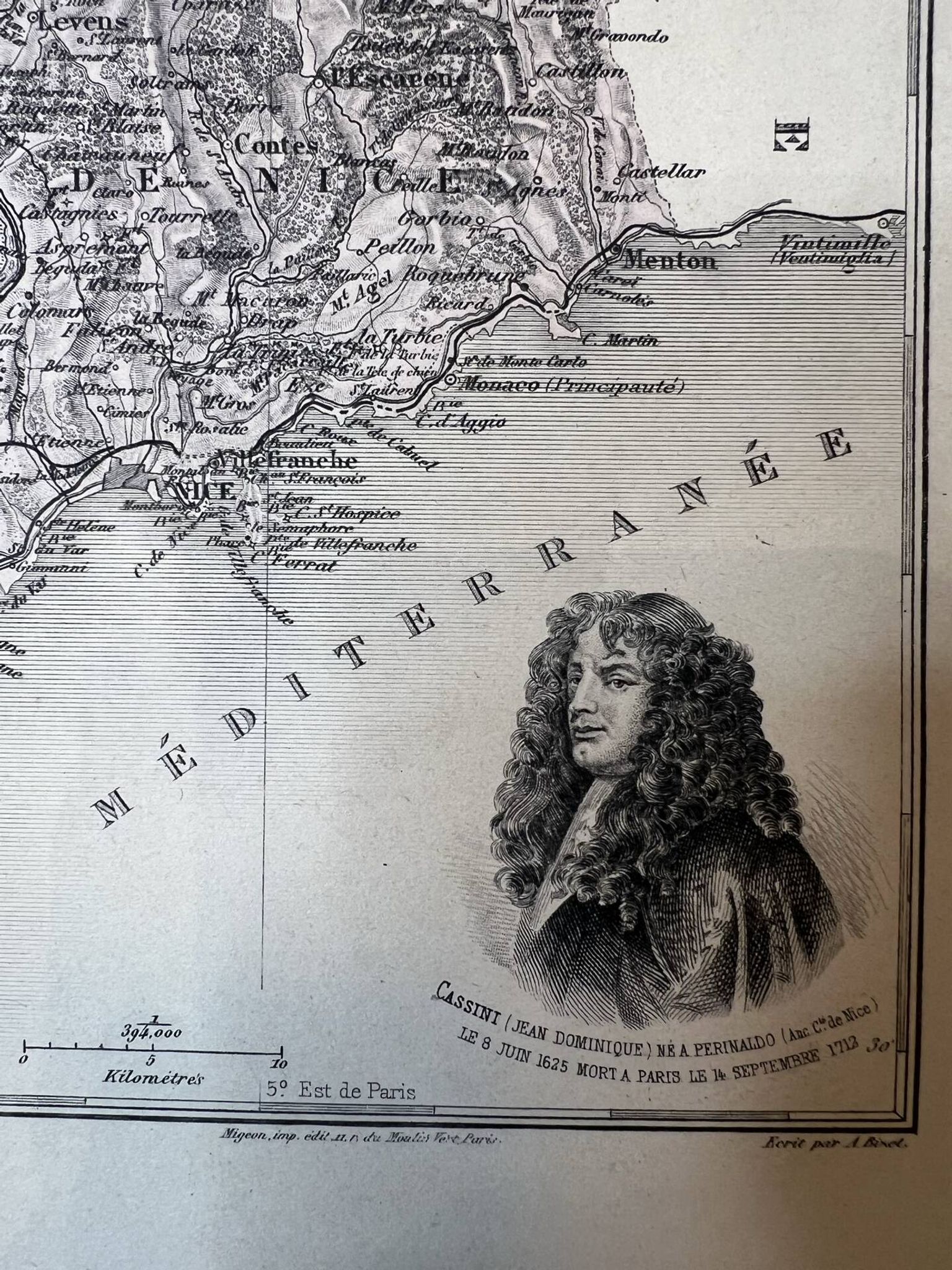 Map of the Alpes-Maritimes - Massena and Cassini, 27x31cm