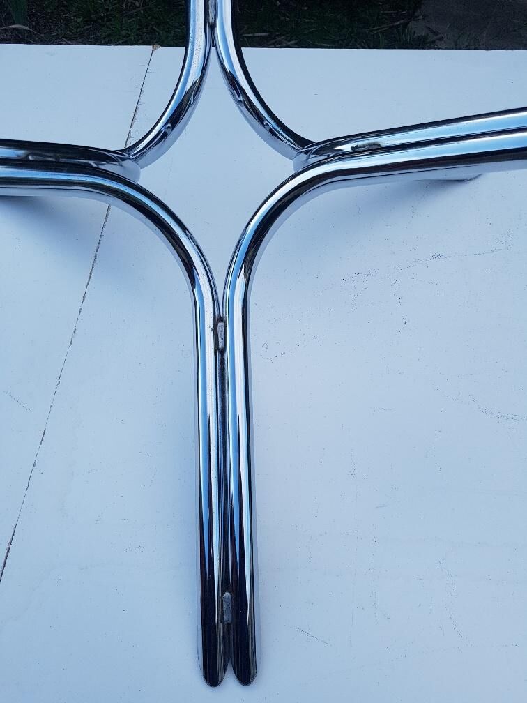 Chrome design coffee table and smoky glass 70s