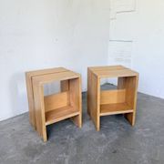Paire tabourets ou chevets pin mobilier montagne 1950