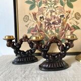 Pair of vintage ceramic candlesticks from the 1950s