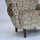 1960s, Danish armchair, light green furniture velour, teak wood legs.