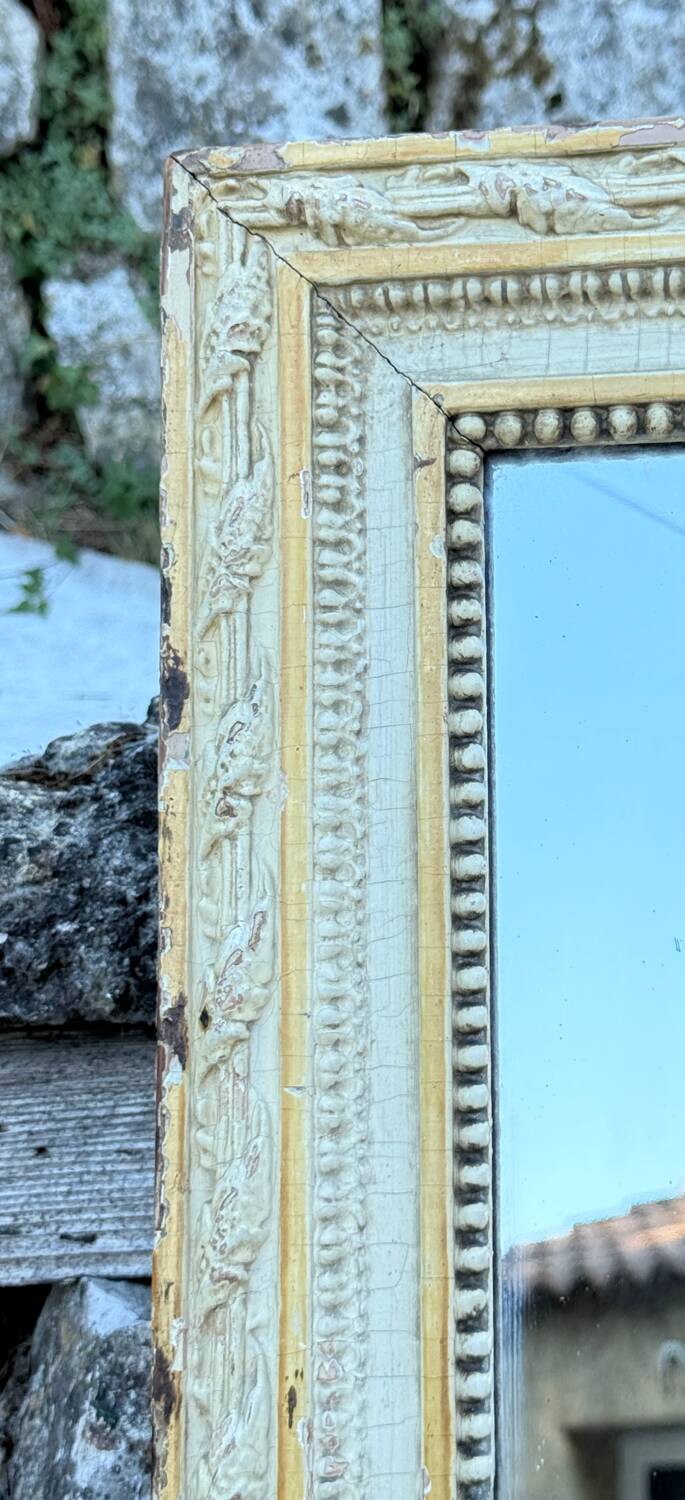18th century painted wooden mirror