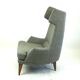Monumental grey wingback armchair from mid-century Austria by Oswald Haerdtl.