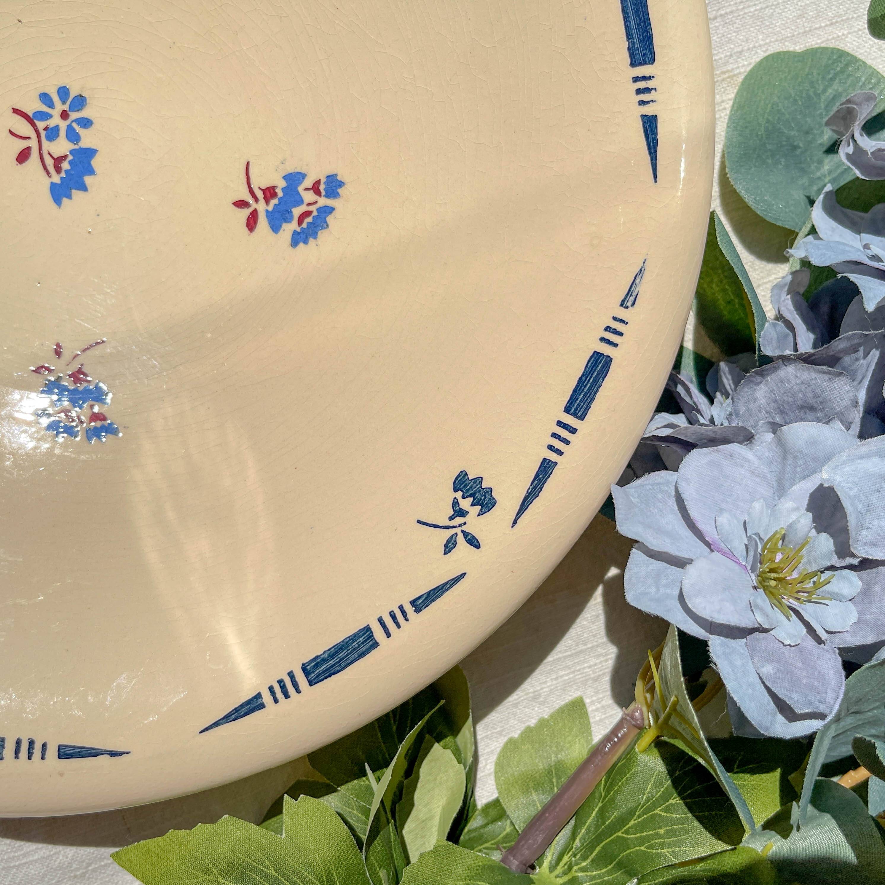 Small vintage porcelain dish K&G Luneville "Flore" 1950s small blue flowers