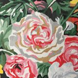 Tableau bouquet de fleurs sur fond noir et cadre vert