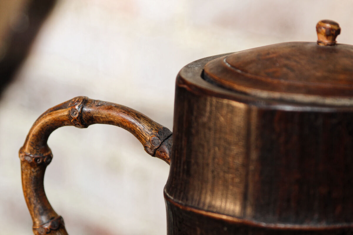 Japanese teapot in carved bamboo late 19th century