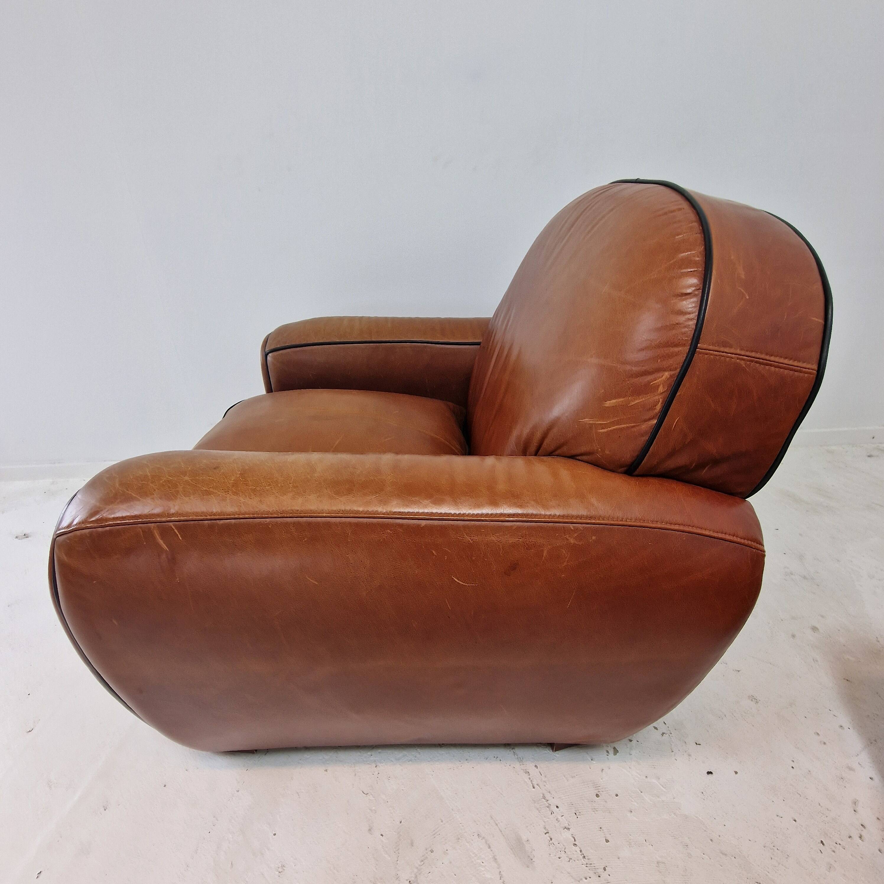 Set of 2 Club Chairs and 1 Sofa in Saddle Leather by Jan Frantzen, Netherlands