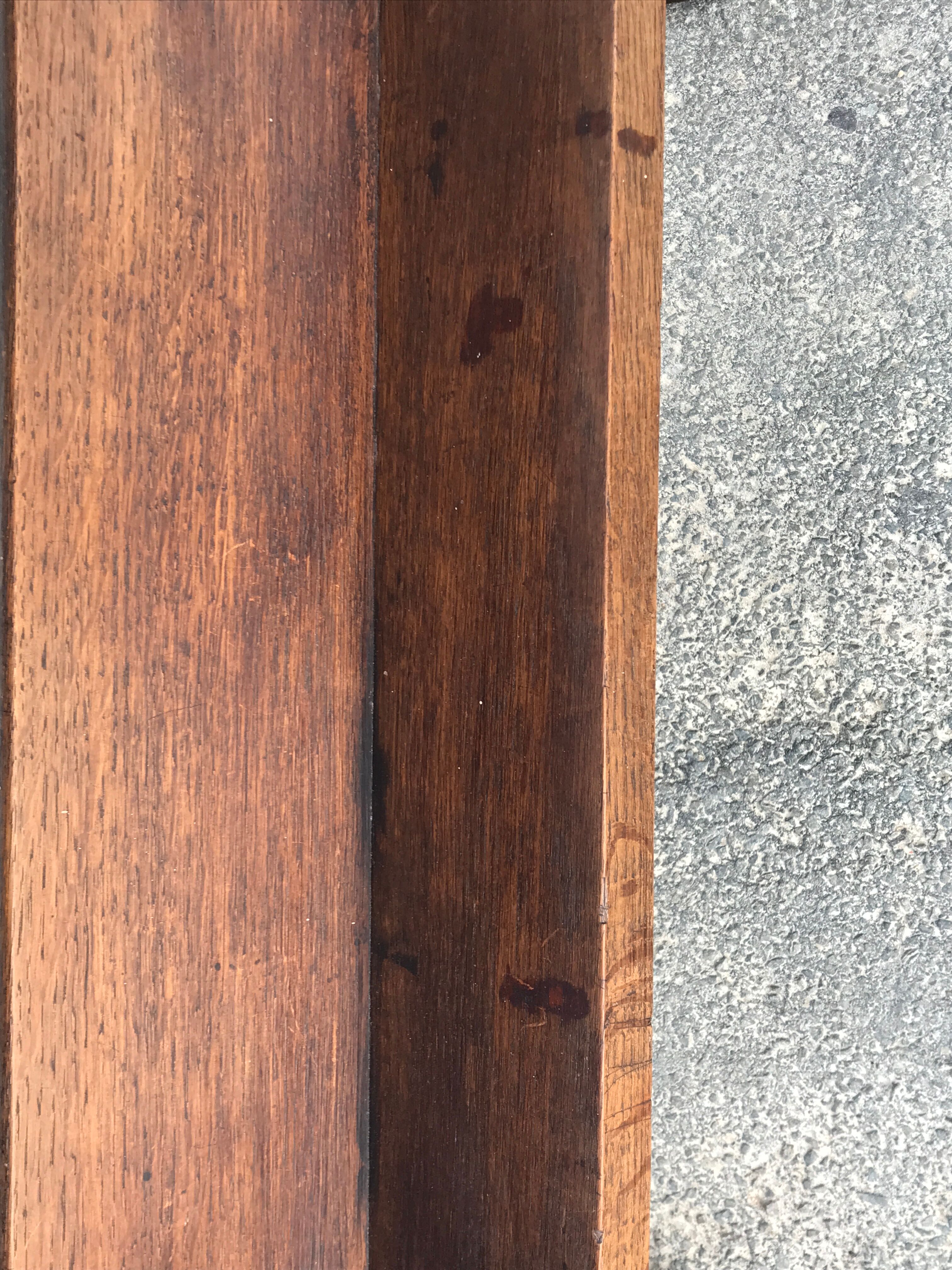 Oak and leather table vintage brutalist design 60s