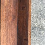 Oak and leather table vintage brutalist design 60s