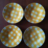 Set of 4 hollow plates Digoin yellow scottish model