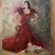 Signed oil painting on cardboard canvas "Flamenco dancer"