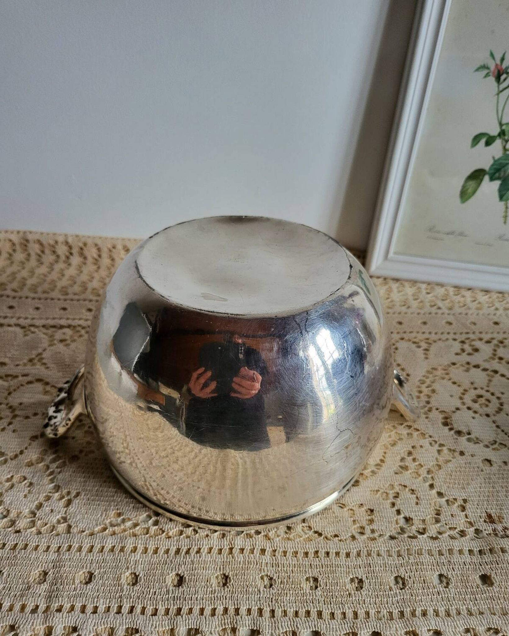 Silver-plated metal planter pot