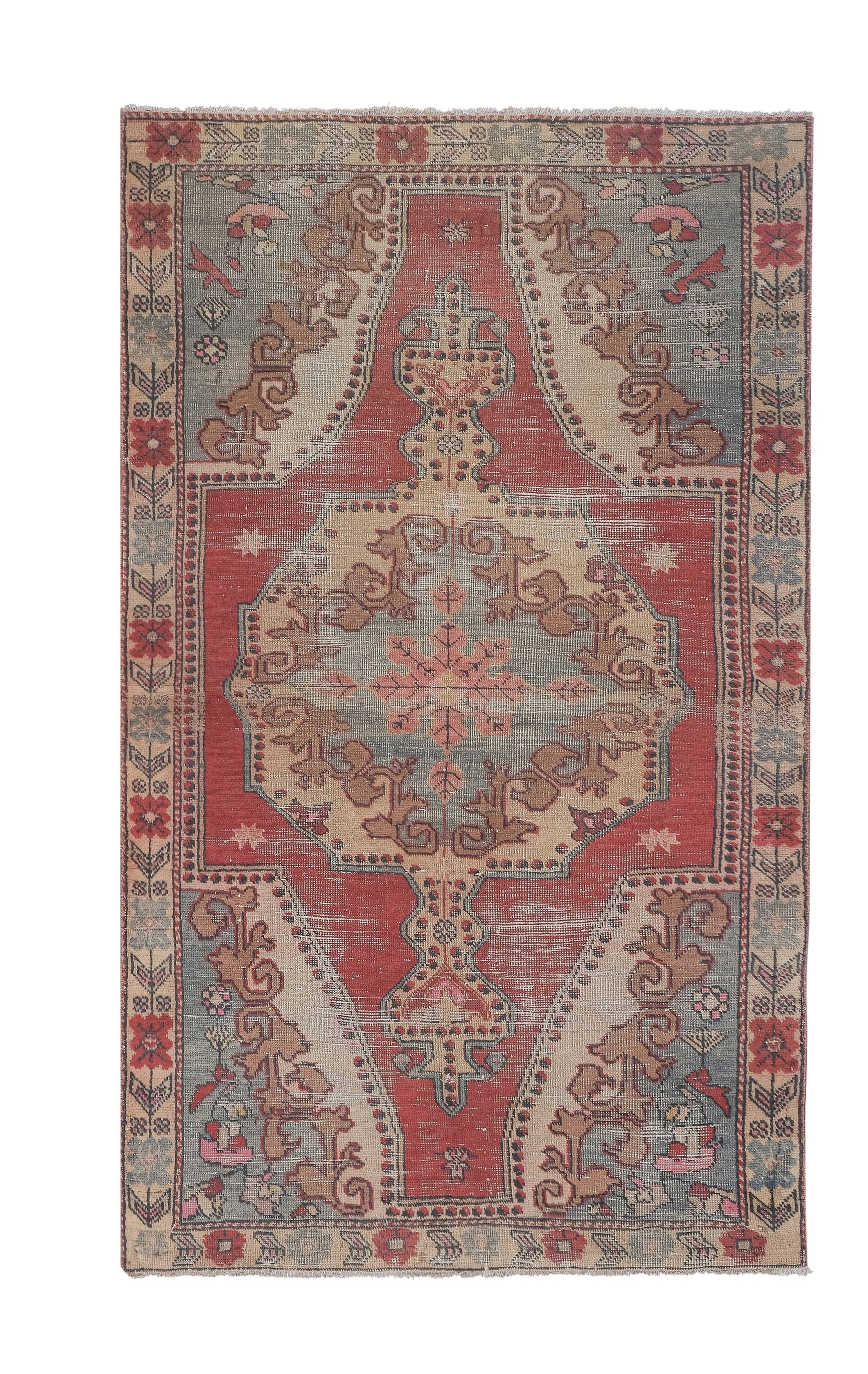 Vintage Turkish rug from Oushak, hand-woven 140x233 cm