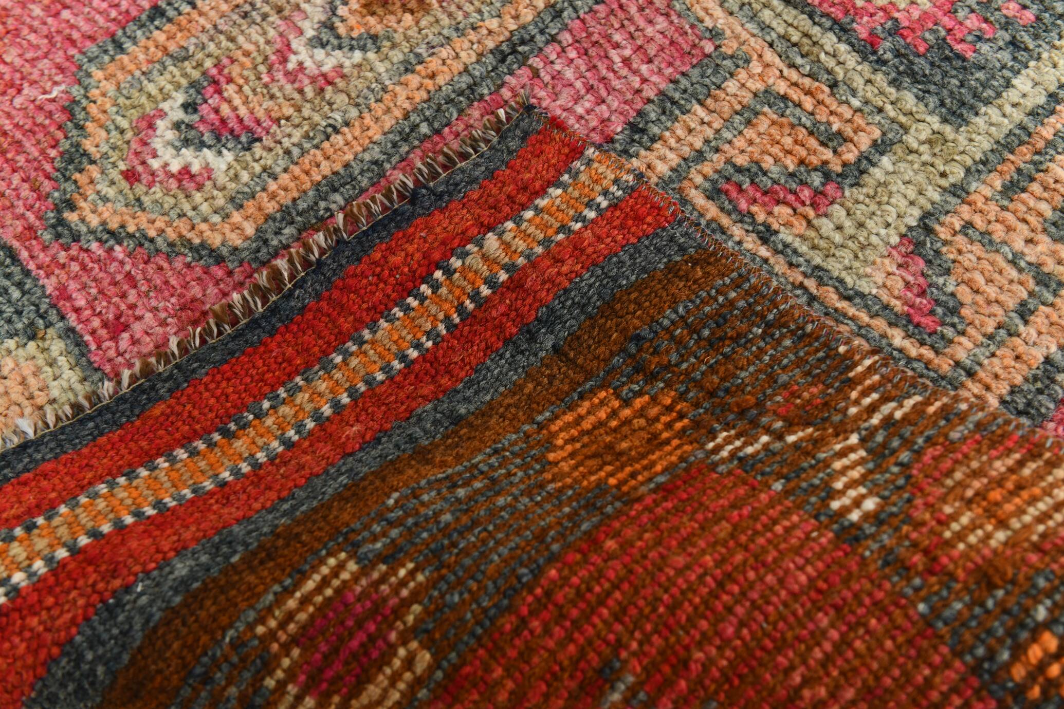 4x12 Vintage Long Wide Vintage Runner, Soft Red Wool Runner Rug, 104x363Cm