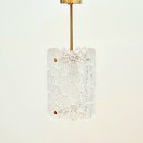 Mid-Century Scandinavian Crystal Glass & Brass Ceiling Light by C.Fagerlund