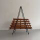 Mid-century black metal and wicker magazine rack, 1960, Germany