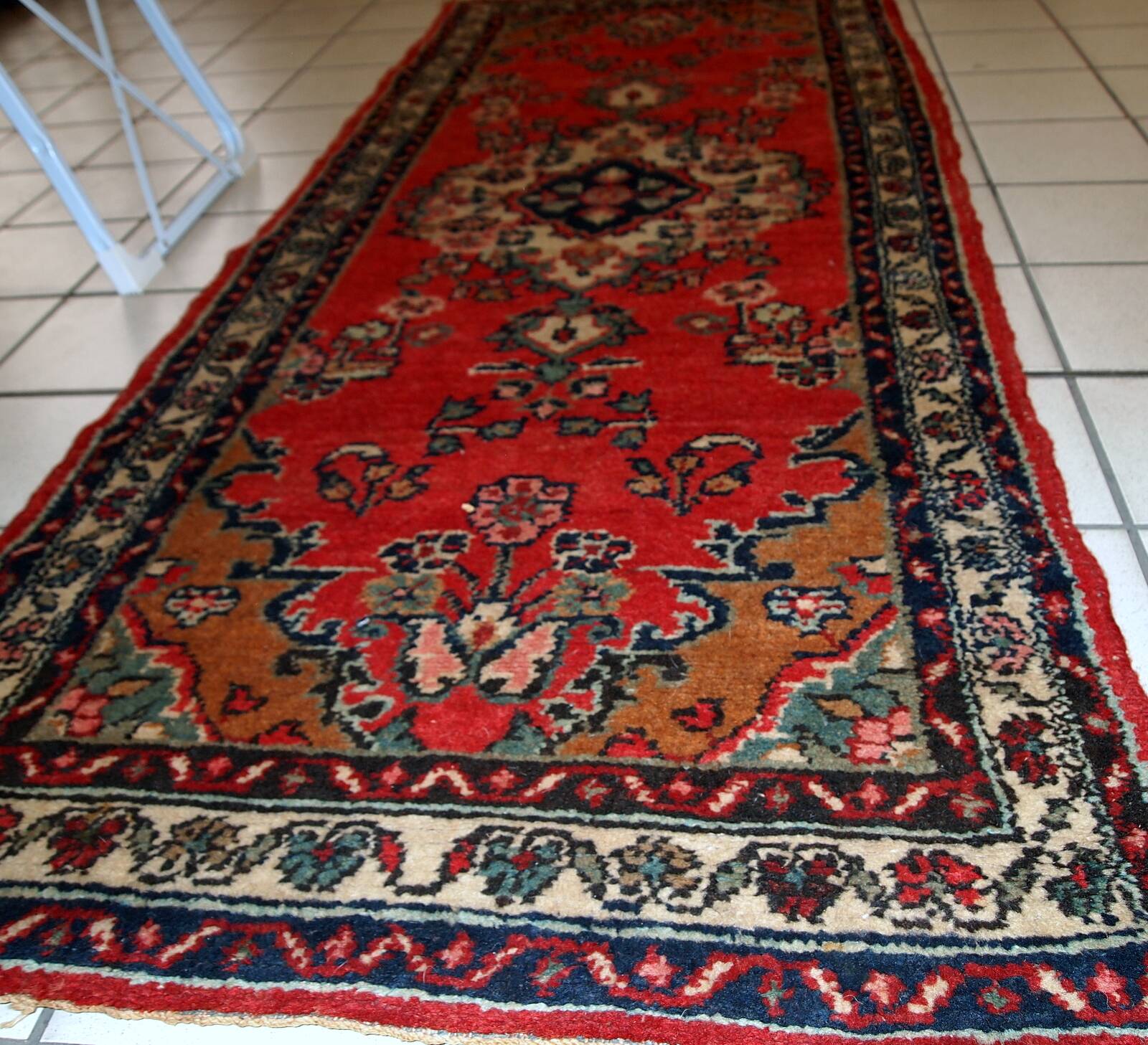 Tapis vintage fait main Hamadan persan 81cm x 194cm (1960s)