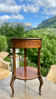 Small side table in precious wood marquetry in the Louis XV style.