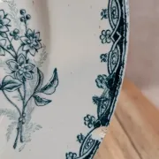 Antique ironstone plate from Saint-Amand – Margot model – Blue flowers